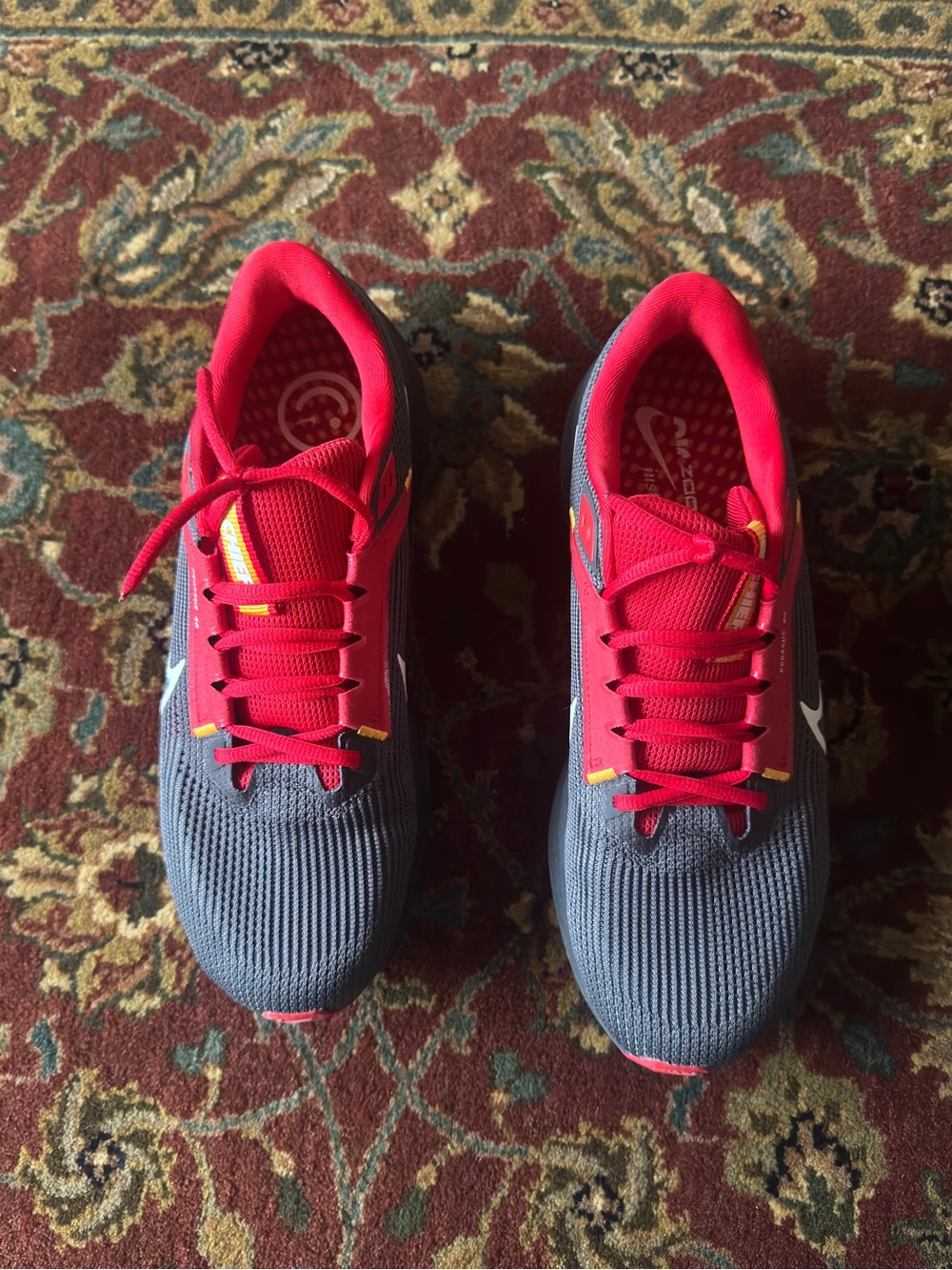 Nike Sneakers - Gray & Red with Yellow Accents